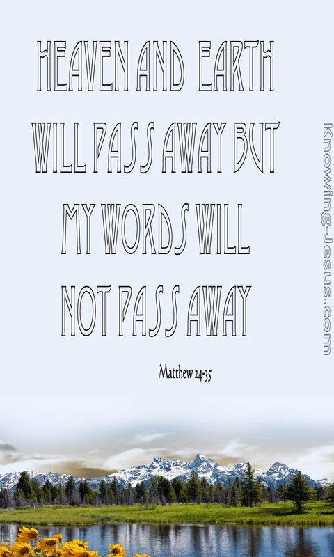 Matthew 24:35 Heaven And  Earth Will Pass Away But My Words Will Last (black)